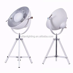 Black Tripod Spotlight Table Lamp with gold Inner Shade desk light