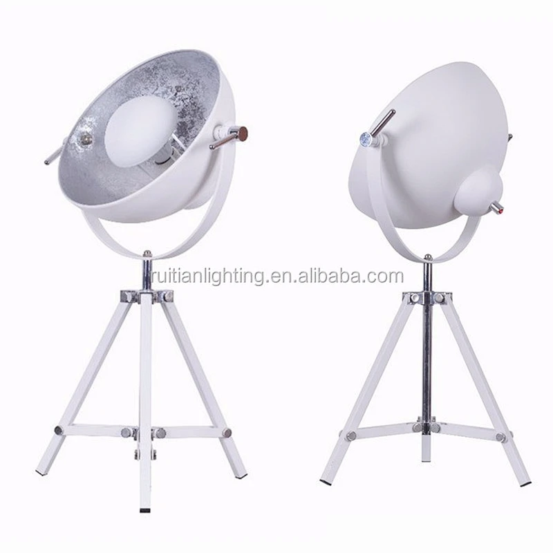 Black Tripod Spotlight Table Lamp with gold Inner Shade desk light
