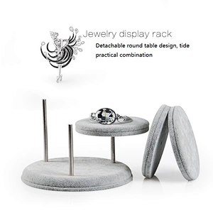 Three round ice flowered velvet jewelry display rack