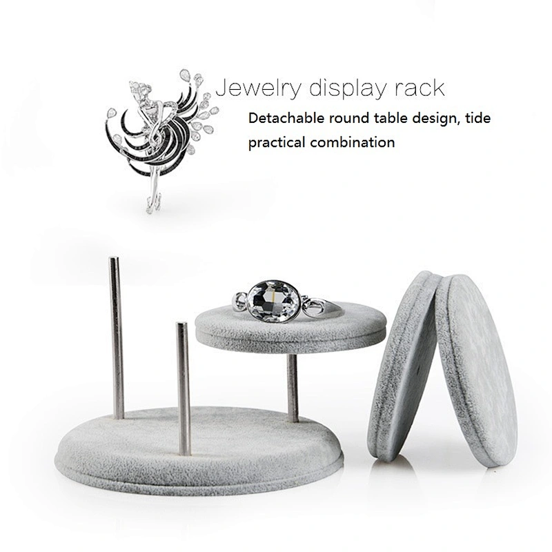 Three round ice flowered velvet jewelry display rack