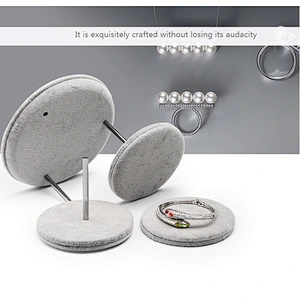 Three round ice flowered velvet jewelry display rack
