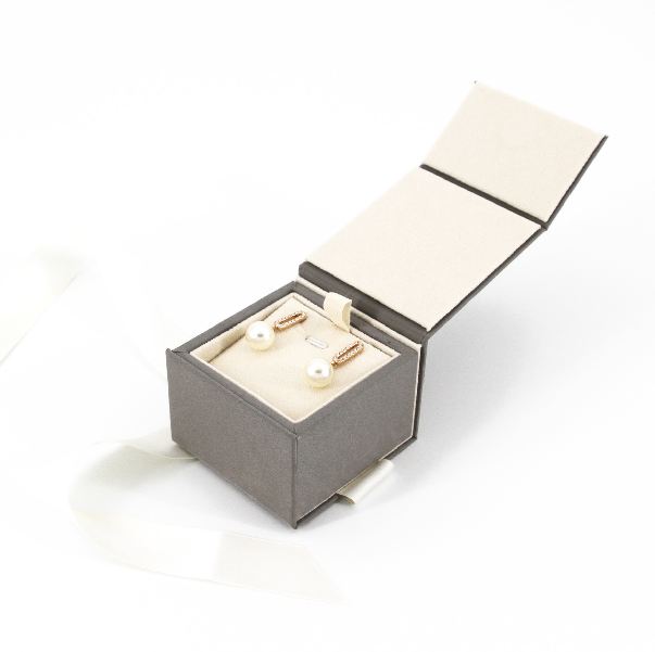 Ribbon Bow jewelry box in grey color