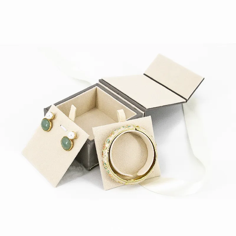 Ribbon Bow jewelry box in grey color