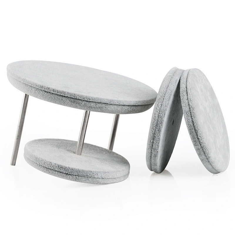 Three round ice flowered velvet jewelry display rack