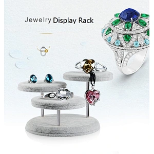 Three round ice flowered velvet jewelry display rack