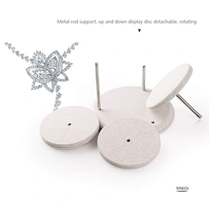 Three layer round linen jewelry display rack