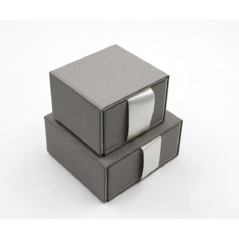 Ribbon Bow jewelry box in grey color