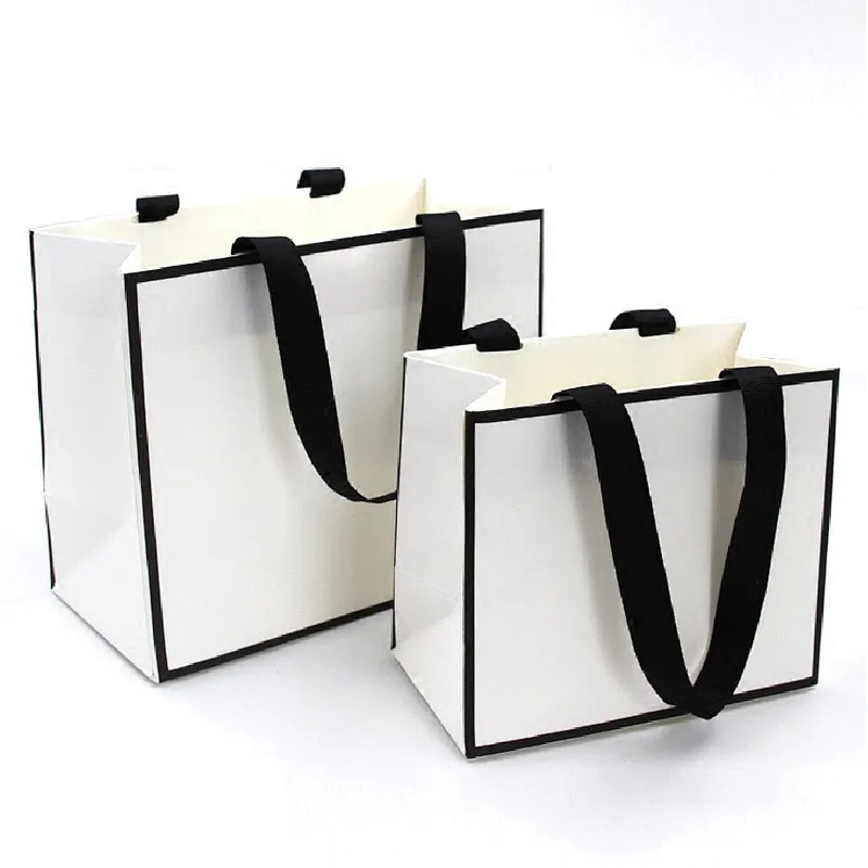 Two-color paper classic ribbon tote bag