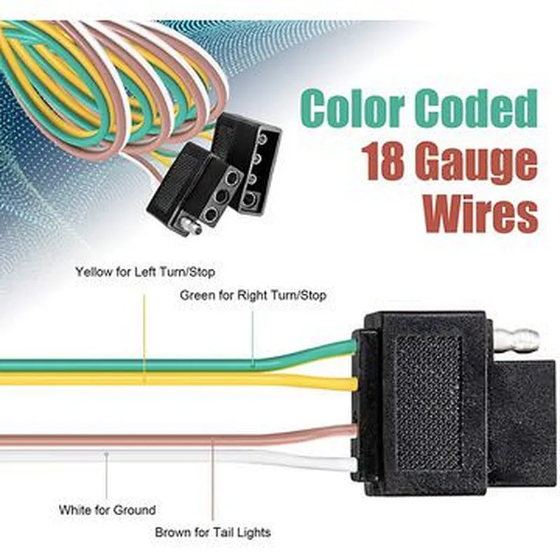 High Quality Pure 18 Gauge 4 Way Flat Wiring Connector 4 Pin Trailer Light Wire Harness