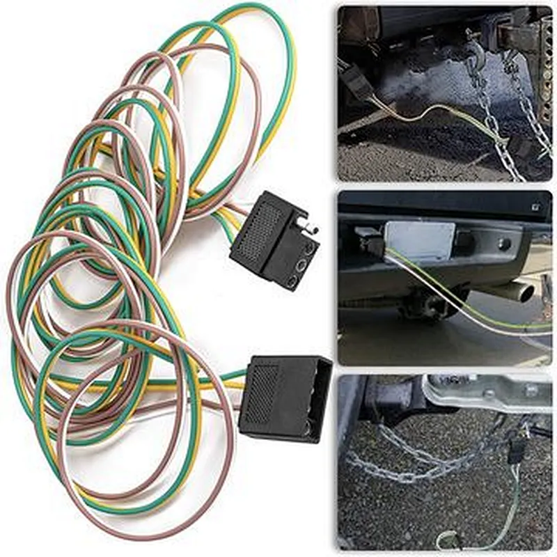 High Quality Pure 18 Gauge 4 Way Flat Wiring Connector 4 Pin Trailer Light Wire Harness