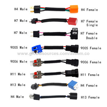 Car H1 H4 H11 9005 9006 9007 HB3 LED Light HID Headlight Bulb Ceramic Auto Wire Connector