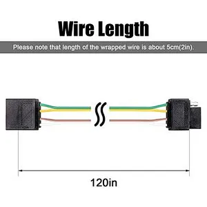 4 way Flat Wiring Connector,4 Pin Trailer Light Wire Harness