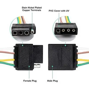 High Quality Pure 18 Gauge 4 Way Flat Wiring Connector 4 Pin Trailer Light Wire Harness