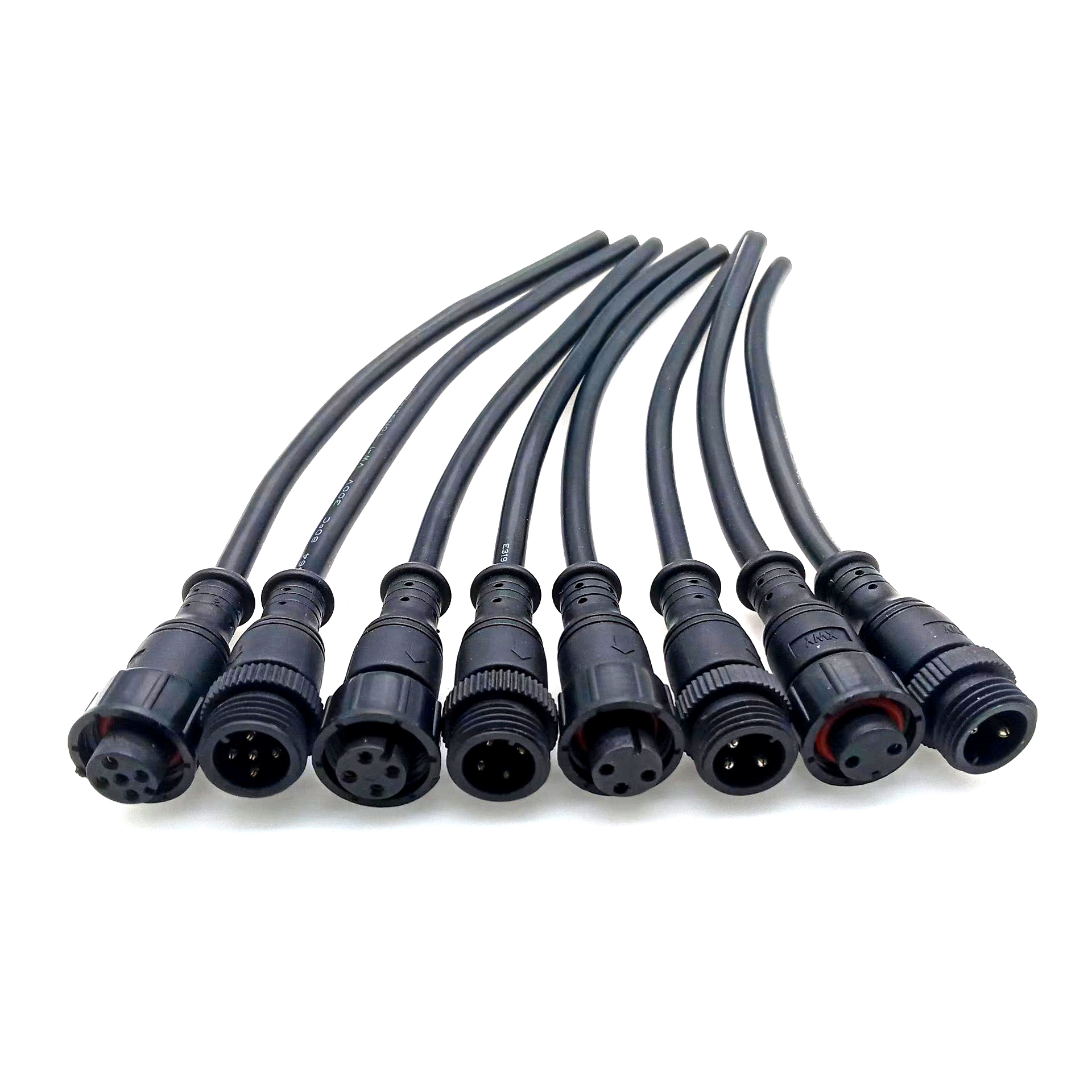 LED lamp waterproof cable assemblies connecting wire male and female M12 four core plug