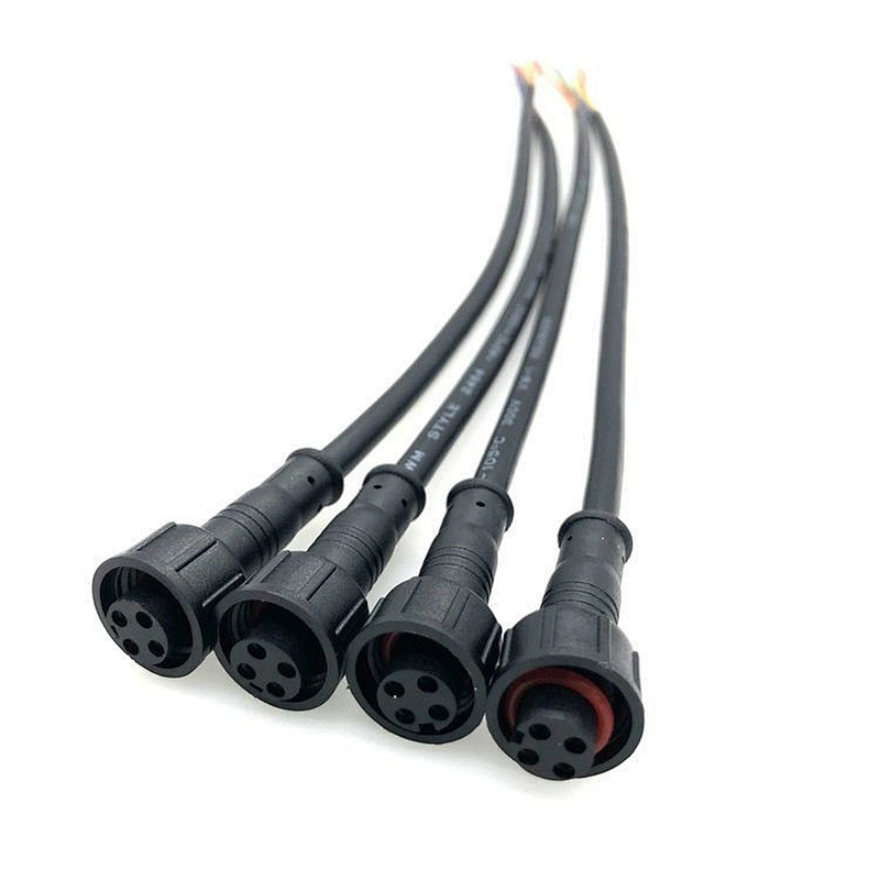 LED lamp waterproof cable assemblies connecting wire male and female M12 four core plug