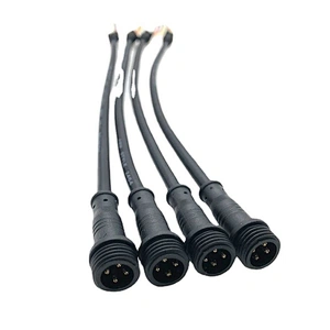 LED lamp waterproof cable assemblies connecting wire male and female M12 four core plug