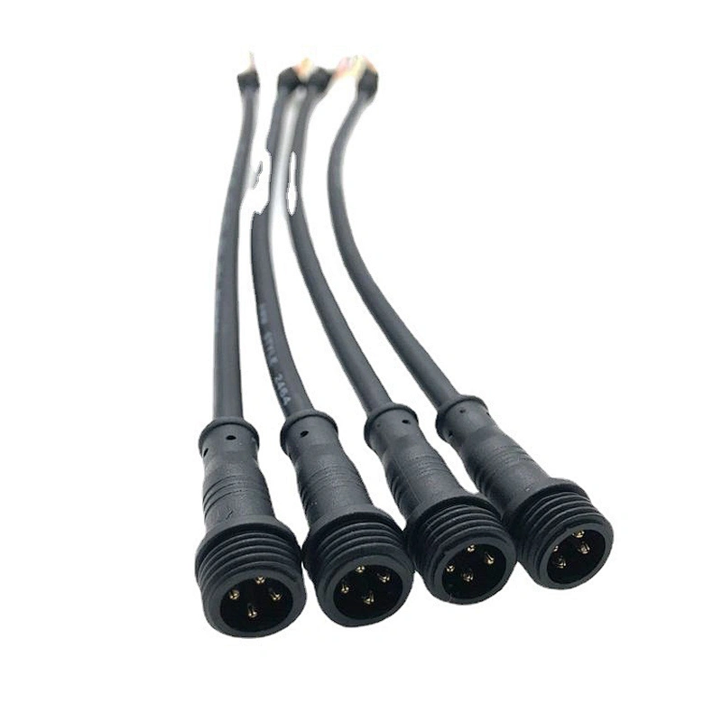 LED lamp waterproof cable assemblies connecting wire male and female M12 four core plug