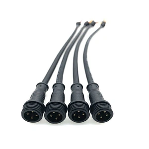 LED lamp waterproof cable assemblies connecting wire male and female M12 four core plug