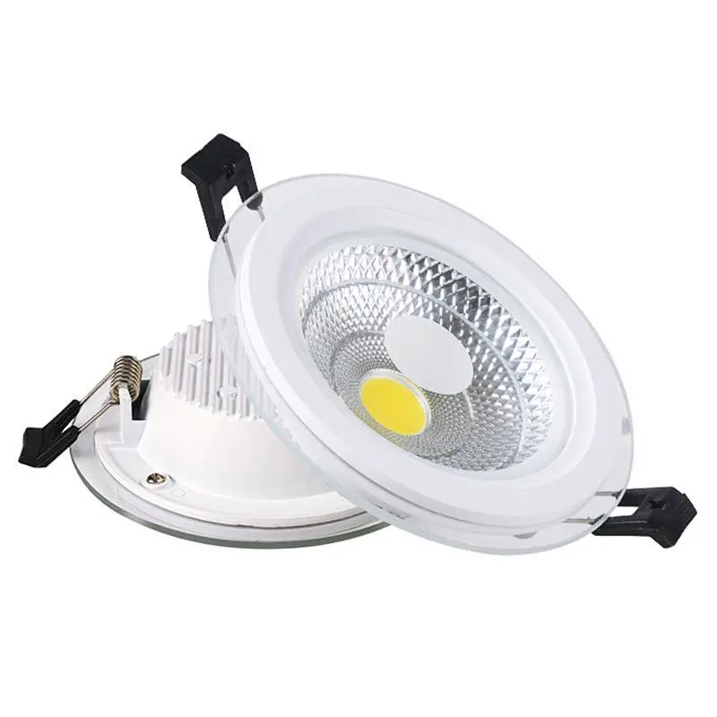 Carcasa de vidrio de aluminio para PC de alta calidad Iluminación interior COB 5w 7w 10w 24w Luces de techo LED Panel empotrado de luz