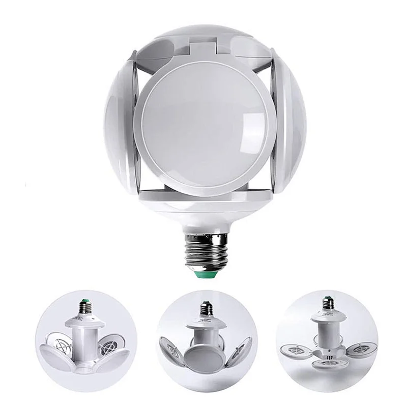 B22, E27 48W Bombilla Led Bombilla Cuatro Hojas Futbol Led Plegable