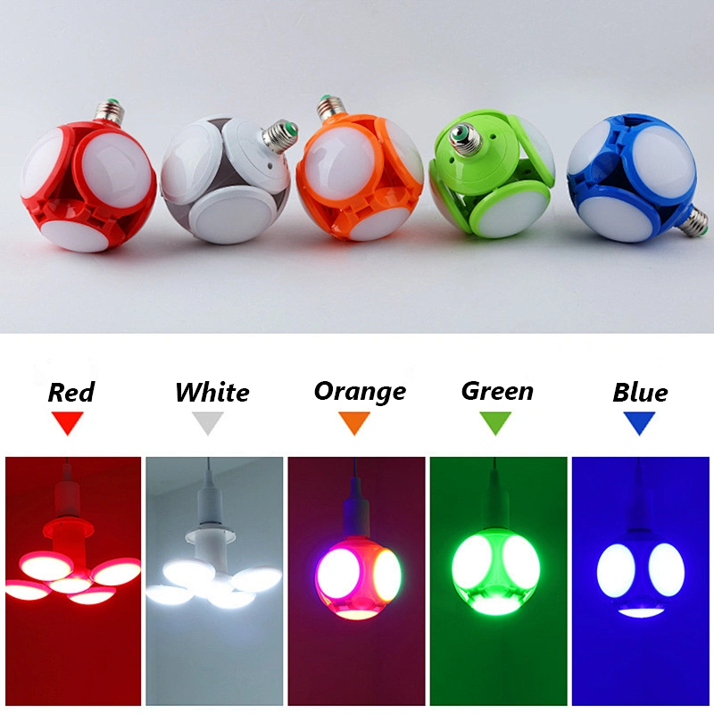 B22, E27 48W Bombilla Led Bombilla Cuatro Hojas Futbol Led Plegable