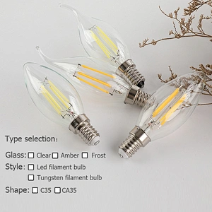 Lámparas de araña de vela suave Vintage eléctricas de vidrio, filamento Led de techo/bombilla de filamento Led