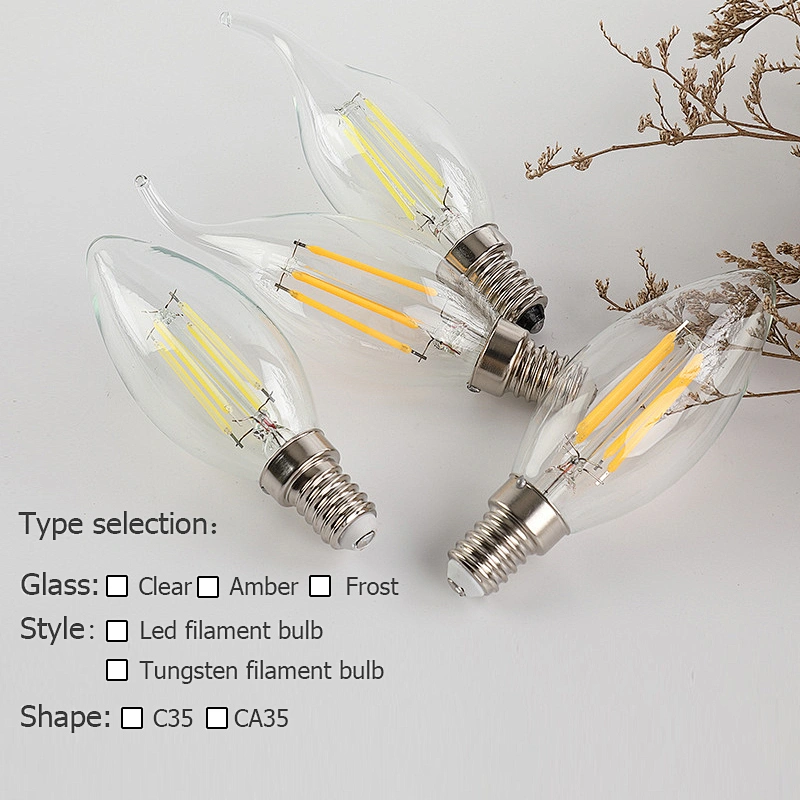 Lámparas de araña de vela suave Vintage eléctricas de vidrio, filamento Led de techo/bombilla de filamento Led