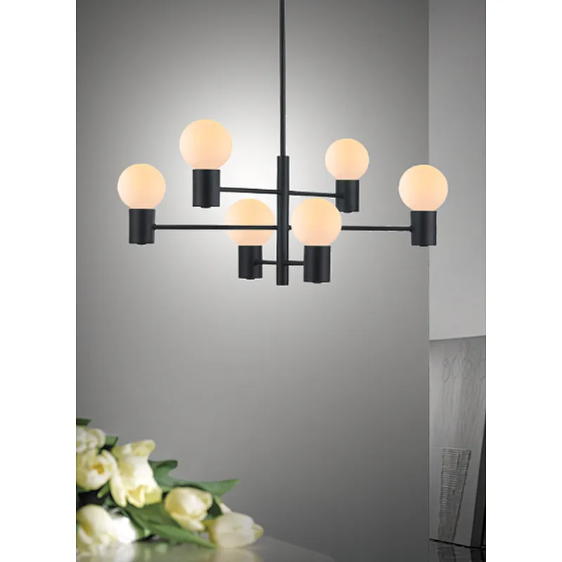 Modern black meals pendant light Zhongshan wholesale new design european indoor 6 lights chandelier