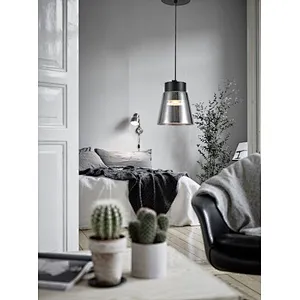 2022 European modern smoke grey glass pendant lamp fashion LED 20W hanging lamp for dining kitchen bedside