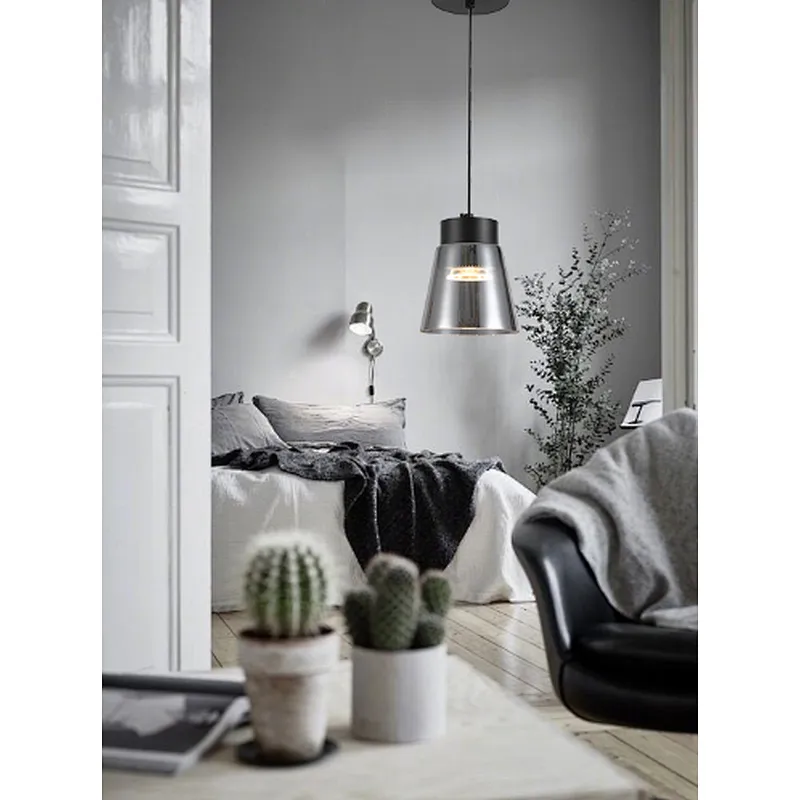 2022 European modern smoke grey glass pendant lamp fashion LED 20W hanging lamp for dining kitchen bedside