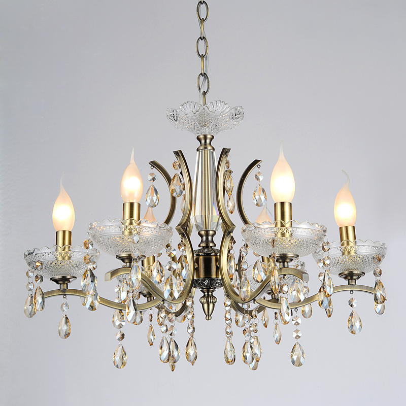 Luxury European candlestick style kirsite chandelier with K9 crystal pendants lamps from alibaba