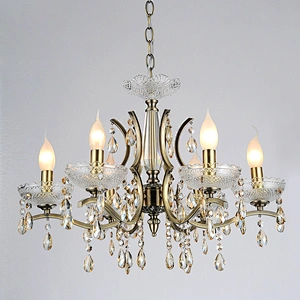 Luxury European candlestick style kirsite chandelier with K9 crystal pendants lamps from alibaba