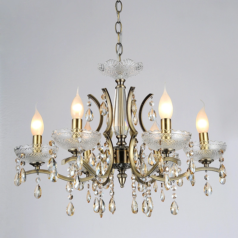 Luxury European candlestick style kirsite chandelier with K9 crystal pendants lamps from alibaba