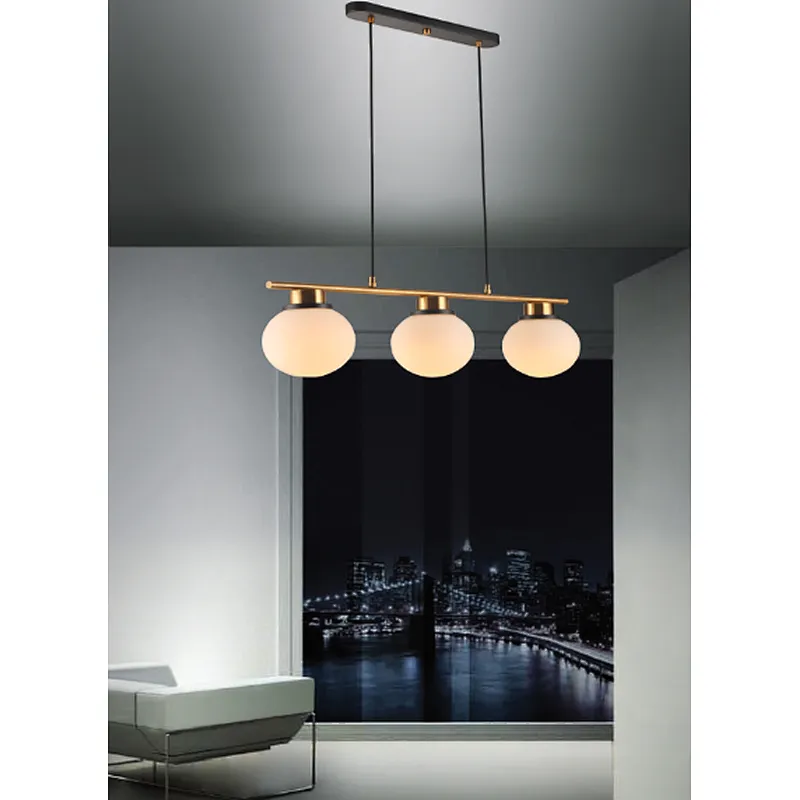 Zhongshan wholesale modern 3 lights pendant light with white glass indoor decoration pendant lamp