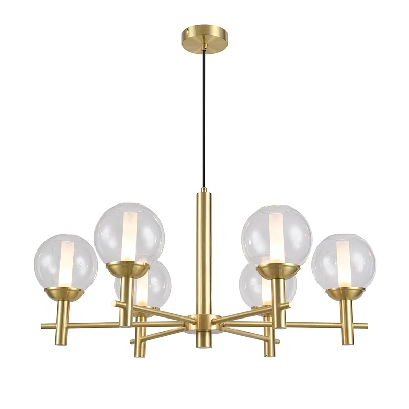 2021 Zhongshan hot sale new modern chandelier 6 light gold indoor chandelier pendant light