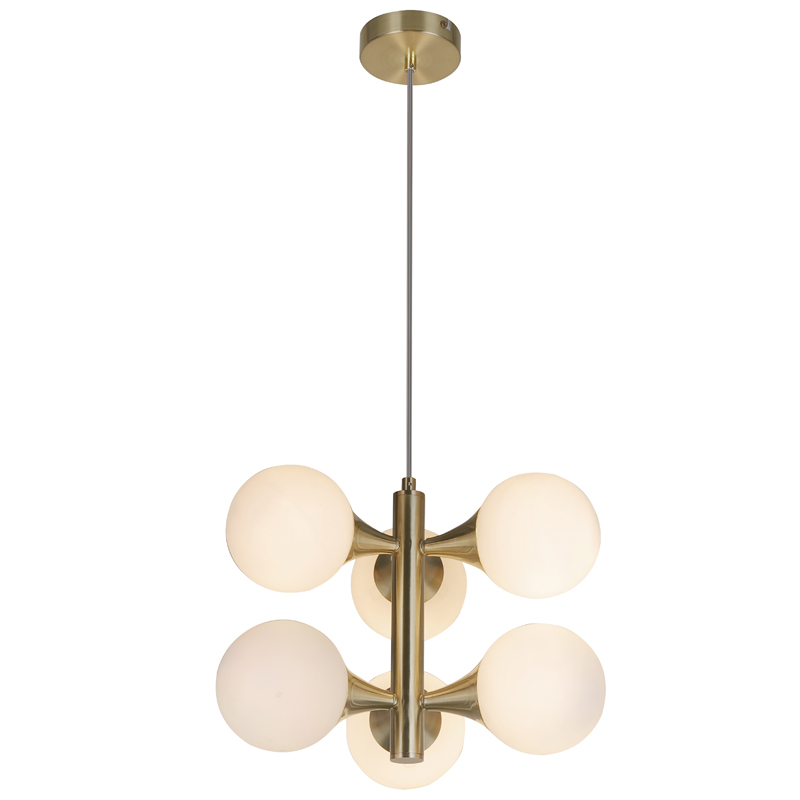 China wholesale European modern pendant lamp white glass ball 6 lights decorative hanging pendant light