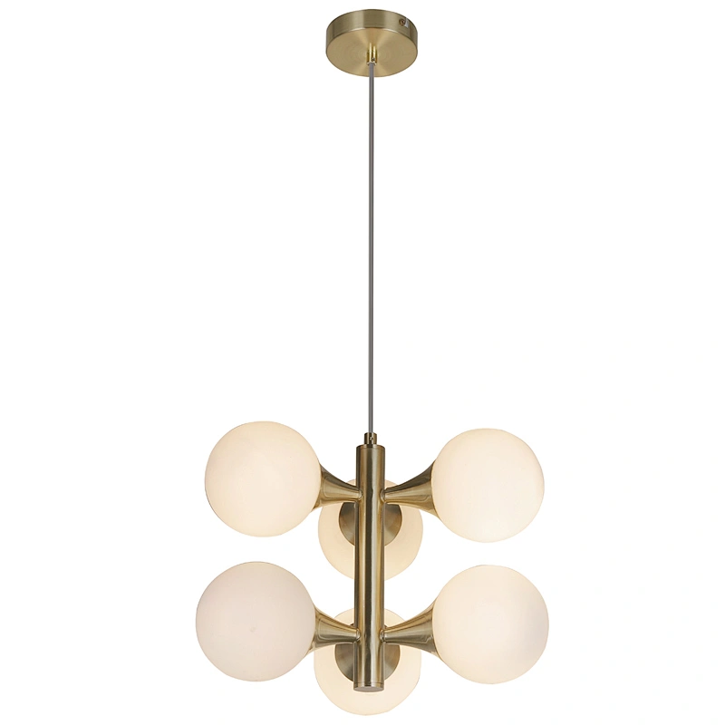 China wholesale European modern pendant lamp white glass ball 6 lights decorative hanging pendant light
