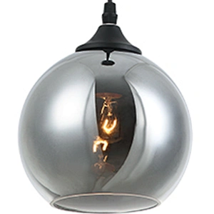 Contemporary Loft Small Simple Single Smoke Grey Glass Hanging Lamp