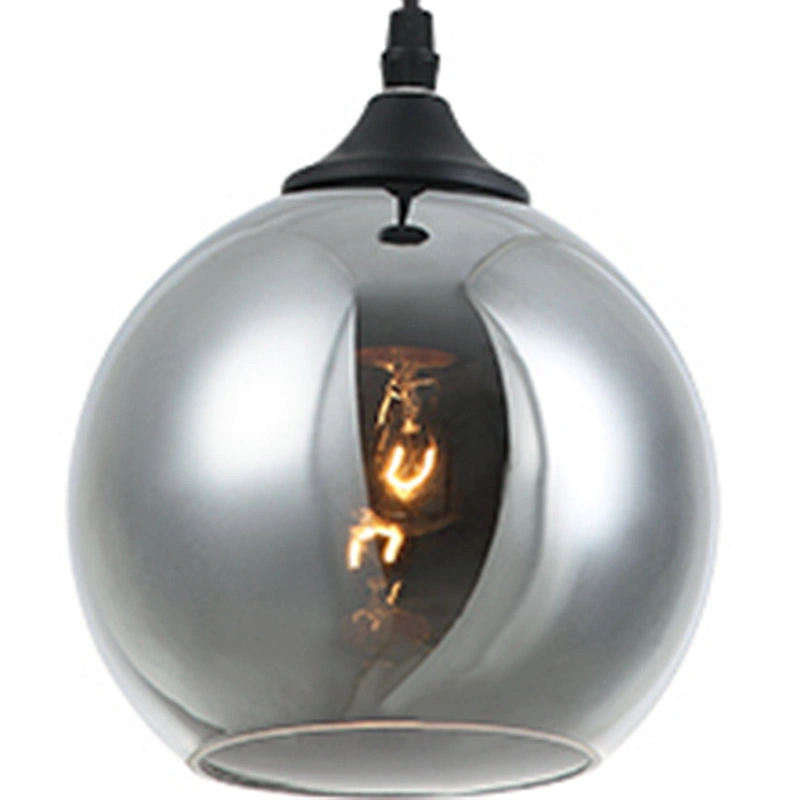 Contemporary Loft Small Simple Single Smoke Grey Glass Hanging Lamp
