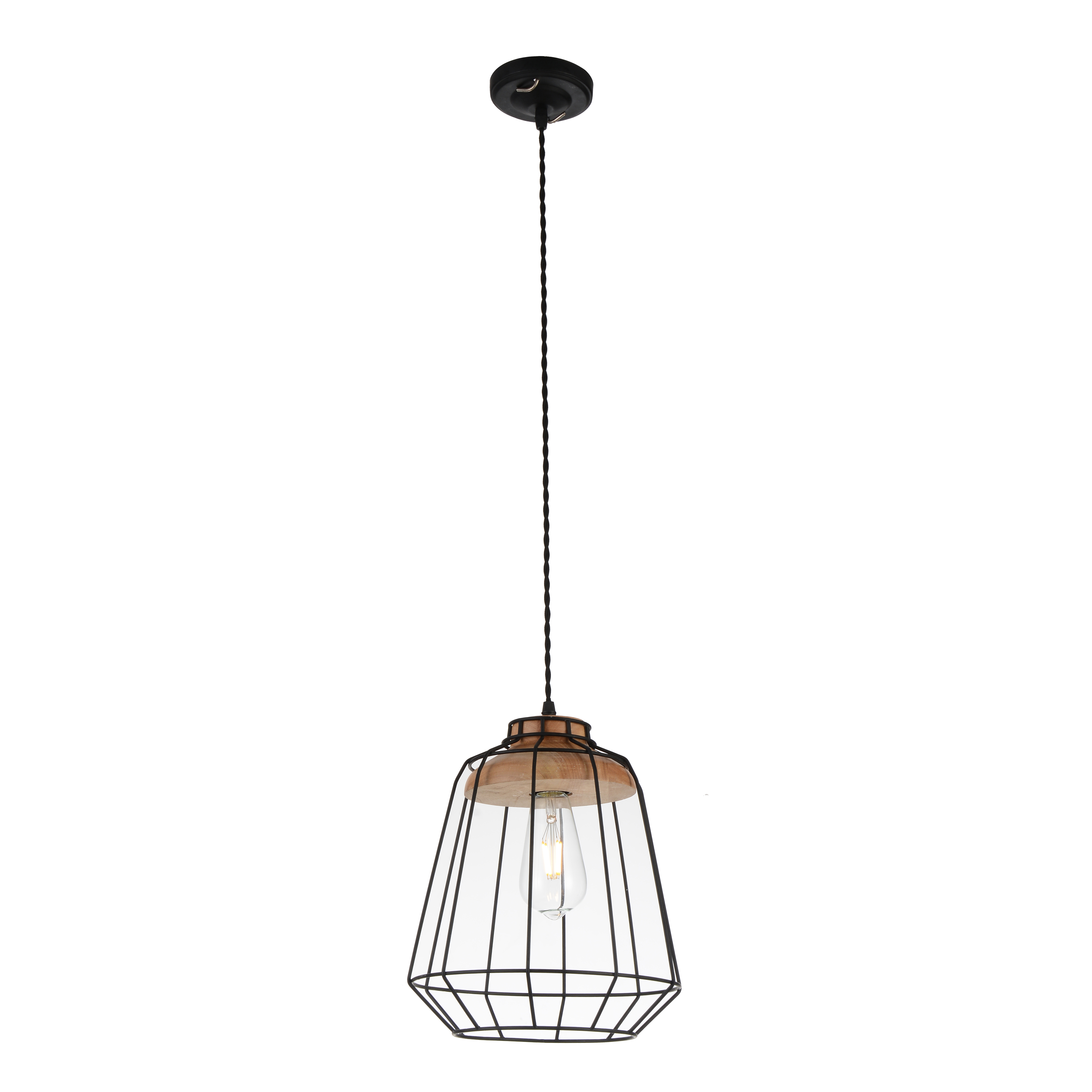 American natural wood and iron art modern pendant lighting indoor dinning decoration E27 pendant light