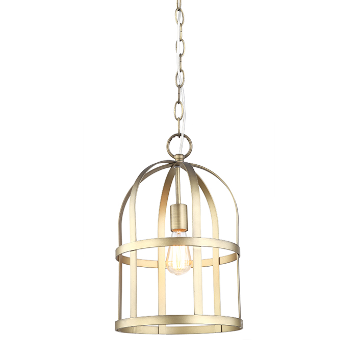Vintage Brass Cage Shape E27 Single Pendant Lamp