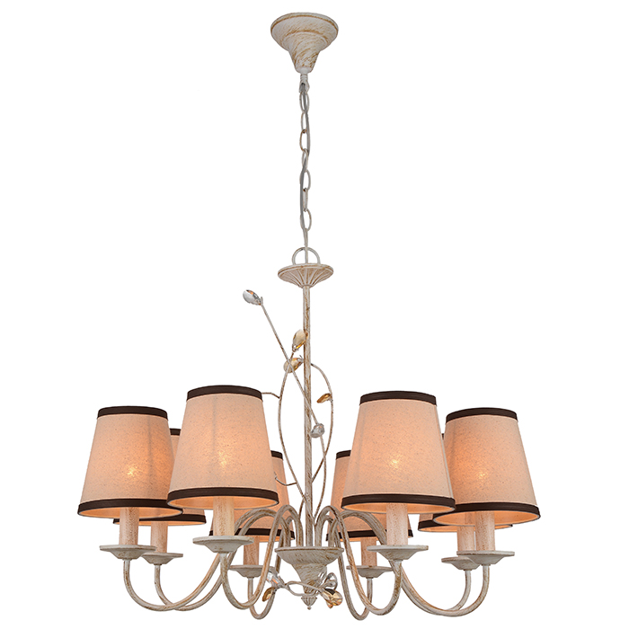 European Style Wholesales Chain Chandelier 8 lights with Fabric Lampshade