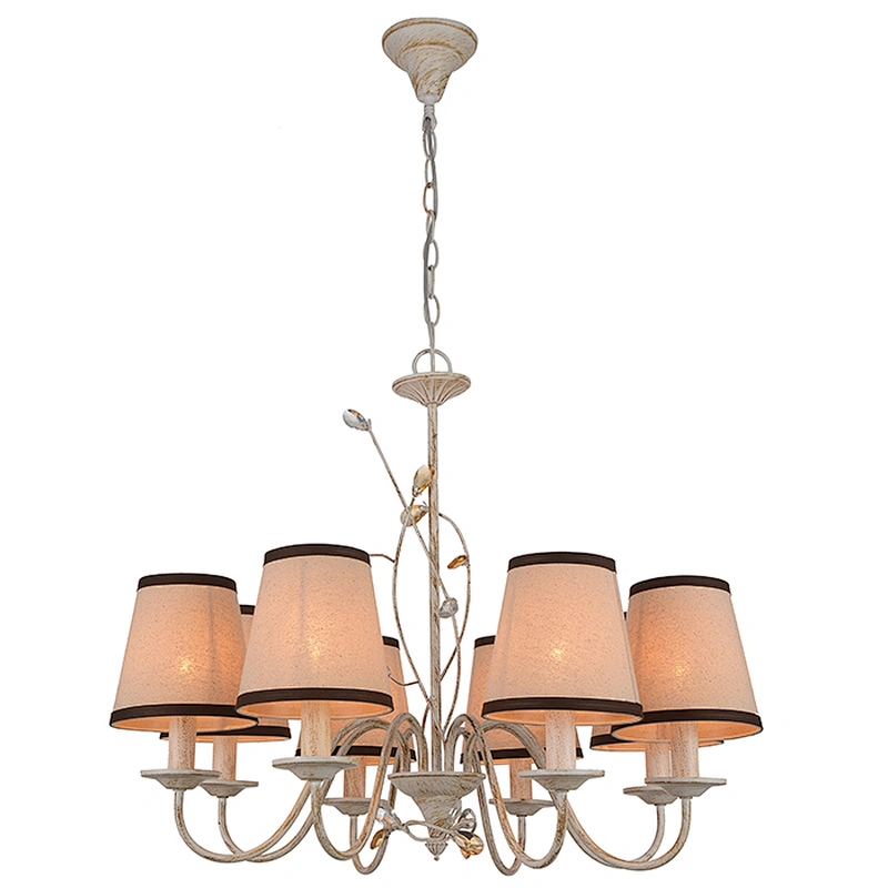 European Style Wholesales Chain Chandelier 8 lights with Fabric Lampshade