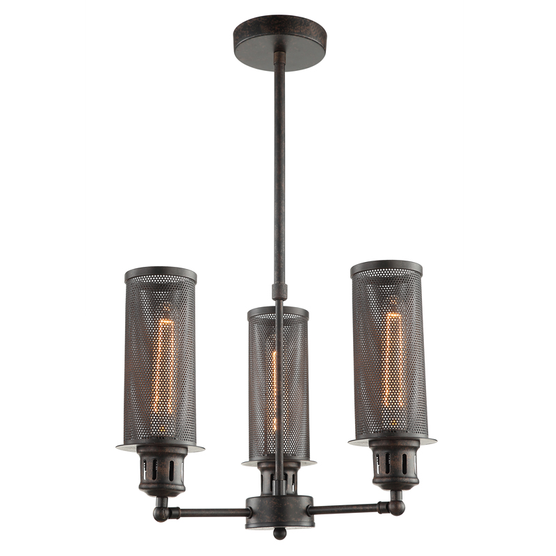 Vintage black iron art chandelier pendant light with 3*E27 lamp holder
