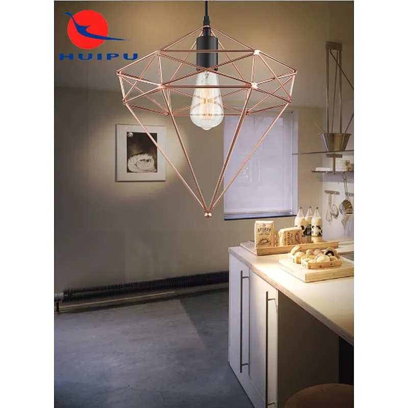 Industrial style iron art rose gold pendant light modern loft home hotel dinning decoration E27 pendant light
