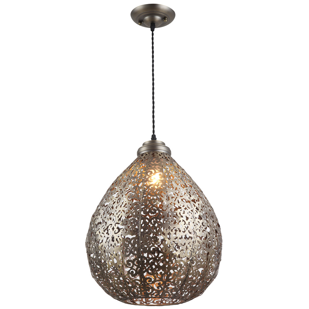 Metal Drop Cover Fancy Antique Brass Metal Ball Sheet Iron Welding Technique Hanging Pendant Light