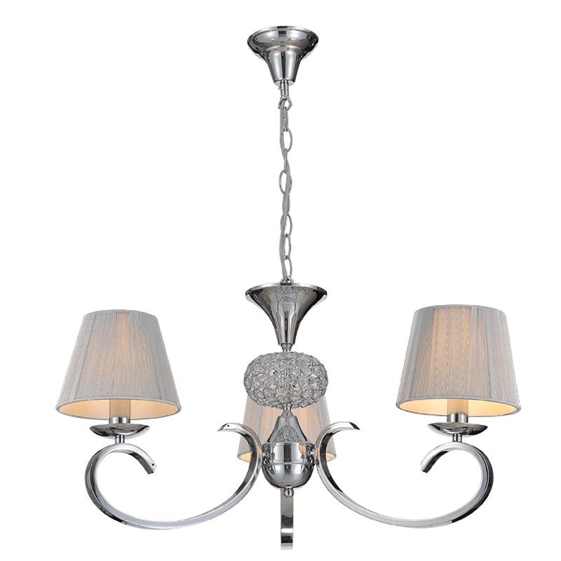 European modern beautiful crystal E14*3 home hotel pendant light with silver brushed cloth cover