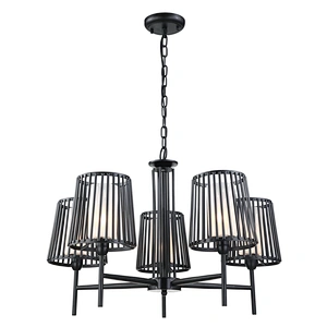 Modern simple black chandelier pendant light American style industrial iron art pendant light