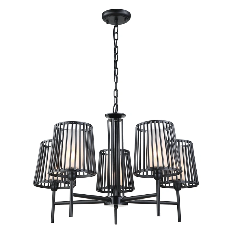 Modern simple black chandelier pendant light American style industrial iron art pendant light