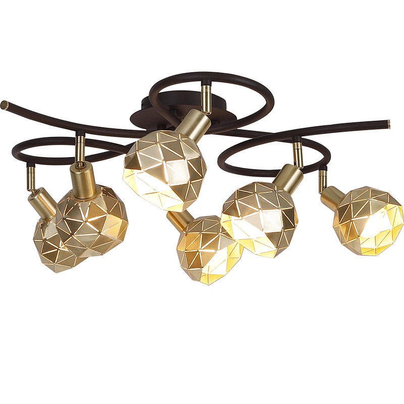 Postmodern Golden Brass Iron Art Vintage Industrial Wall Mounted Ceiling Light